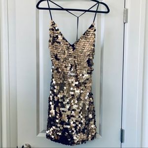 nasty gal // metallic gold sequin mini dress